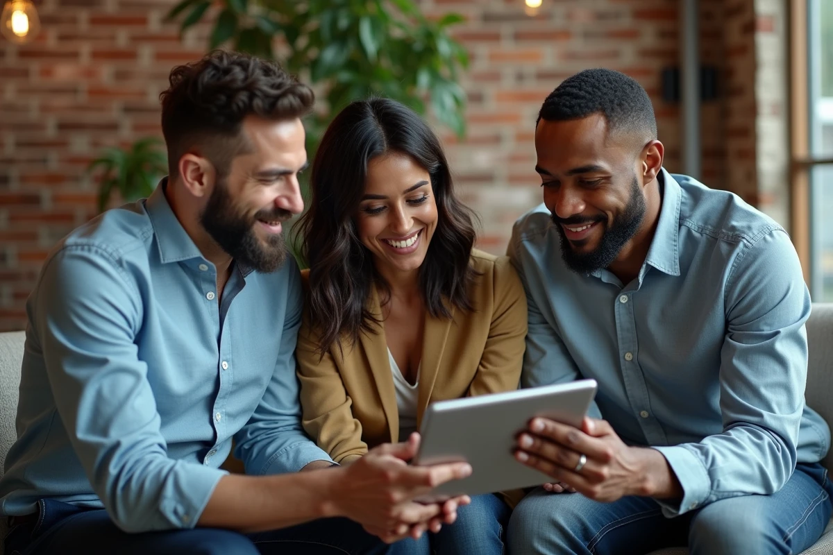 Trois professionnels discutant autour d